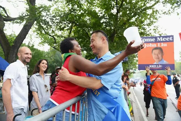 Mayoral candidate John Liu campaigns at the West Indian Day Parade on September 2, 2013